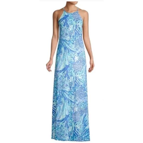Hey Soleil Lilly Pulitzer Margot Maxi Lilly Pulitzer XL Margot Halter Top Maxi  Dress In Blue